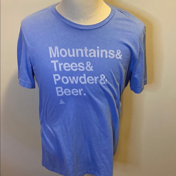 Blue Short Sleeve Tee with Mountain Lifestyle Graphic - Picture 4 of 7